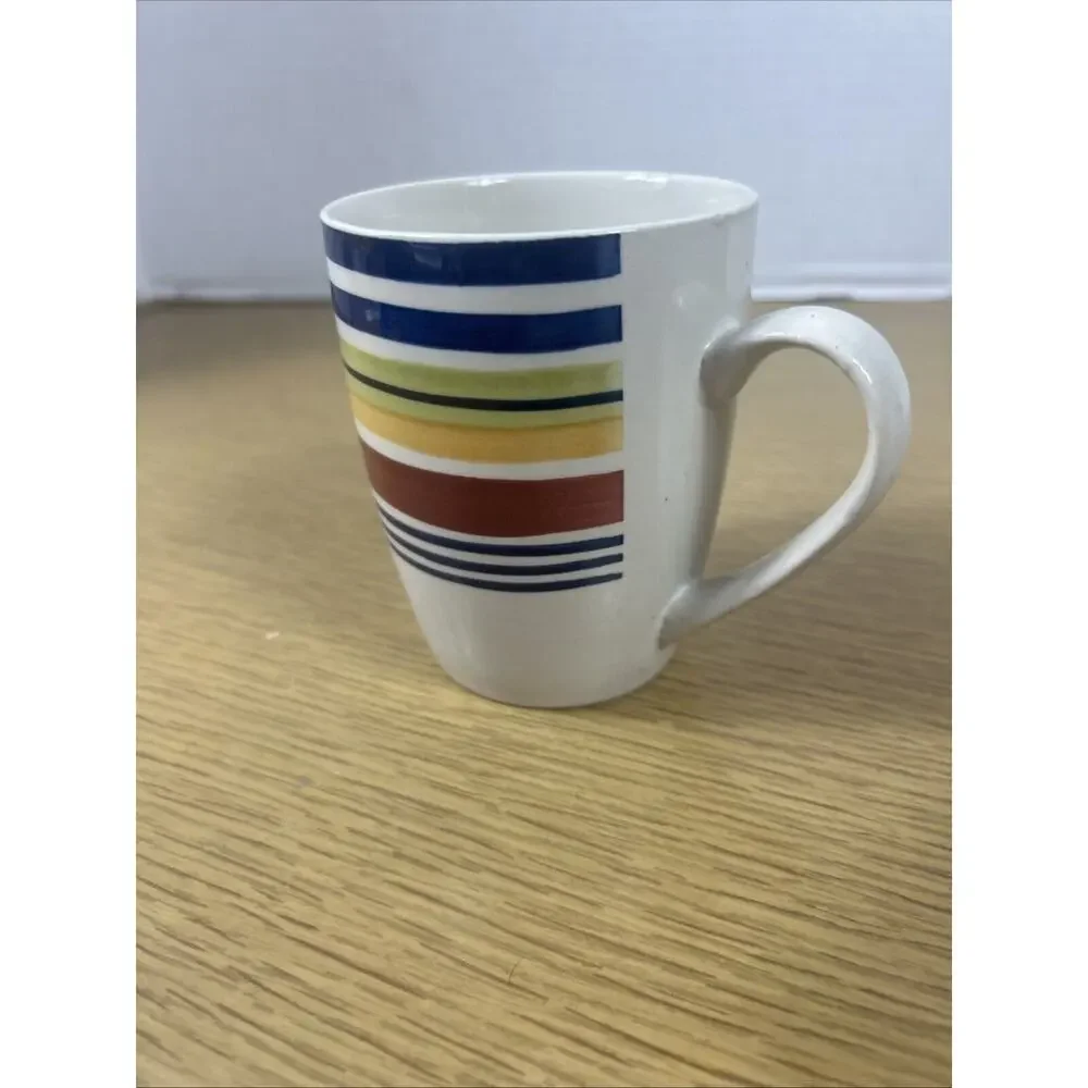 Pier 1 Coffee Mugs Horizontal Stripes Set of 4